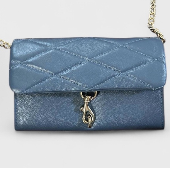 Rebecca Minkoff Edie Wallet on Chain Crossbody Blue Slate NWT - Picture 6 of 13